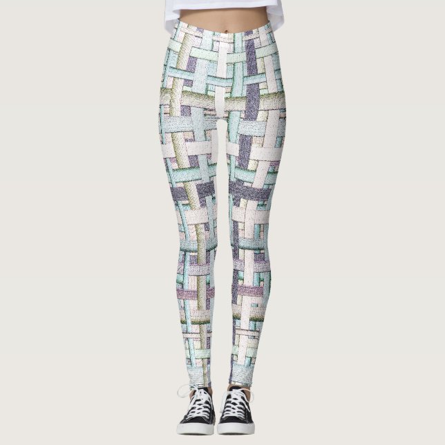 Legging Xadrez de cor esmaecida em tecido ou aspecto de ca (Frente)