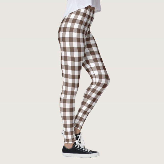 Legging Xadrez de Gingham Marrom Chocolate (Direita)