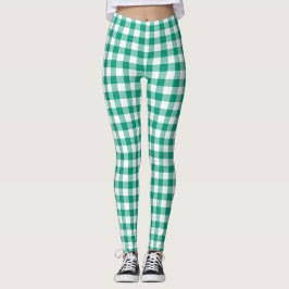 Legging Xadrez de Gingham Verde Moderno