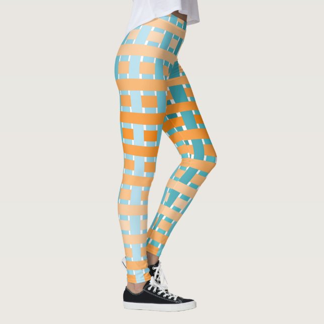Legging Xadrez de gradiente laranja (Direita)