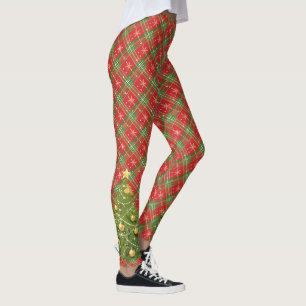 Legging Xadrez de Natal com Árvore