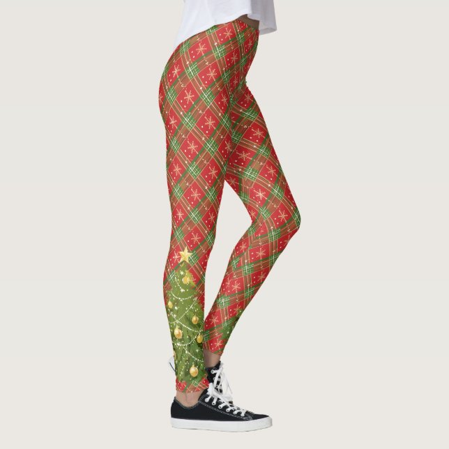 Legging Xadrez de Natal com Árvore (Direita)