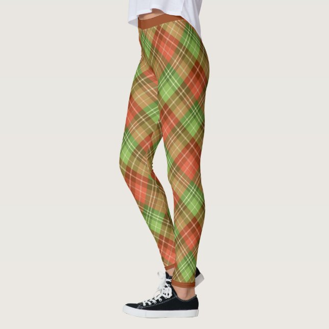 Legging Xadrez de Natal vermelha e verde (Esquerda)