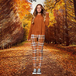 Legging Xadrez de outono<br><div class="desc">Xadrez de outono em bronzeado de laranja e cinzas, vista sobre camisa grande ou suéter.</div>