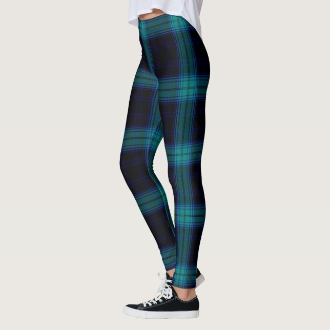 Legging Xadrez de Tartan azul Jeanstyle da cerceta preta (Esquerda)