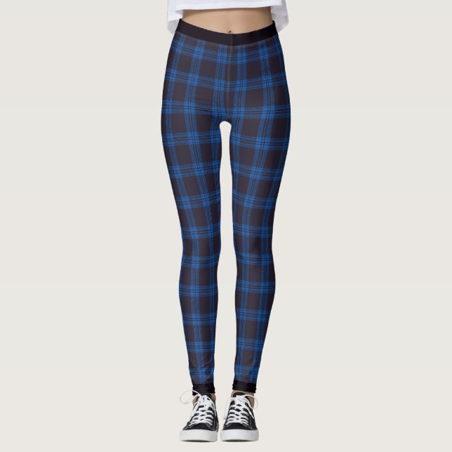 Legging Xadrez de Tartan de ameixa Escura (Frente)
