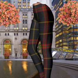 Legging Xadrez de Tartan gigante amarelo-preto duplo