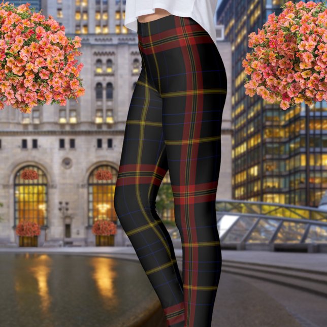 Legging Xadrez de Tartan gigante amarelo-preto duplo (Criador carregado)