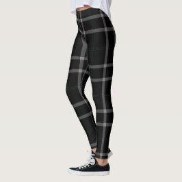 Legging Xadrez de Tartan gigante branca preta da grade