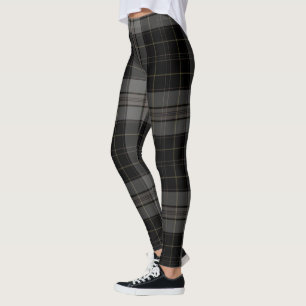 Legging Xadrez de Tartan gigante preta do cinza de carvão