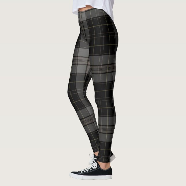 Legging Xadrez de Tartan gigante preta do cinza de carvão (Esquerda)