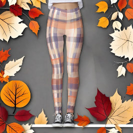 Legging Xadrez do tartan bege laranja verificação moderna