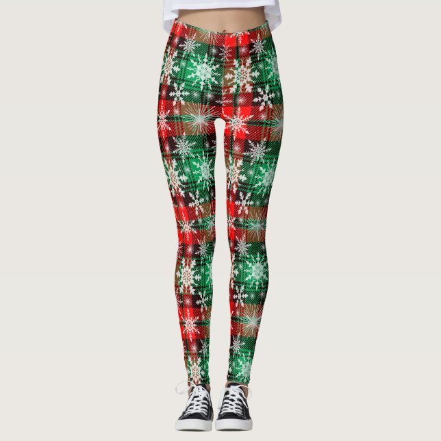Legging Xadrez E Flocos De Neve Natal (Frente)