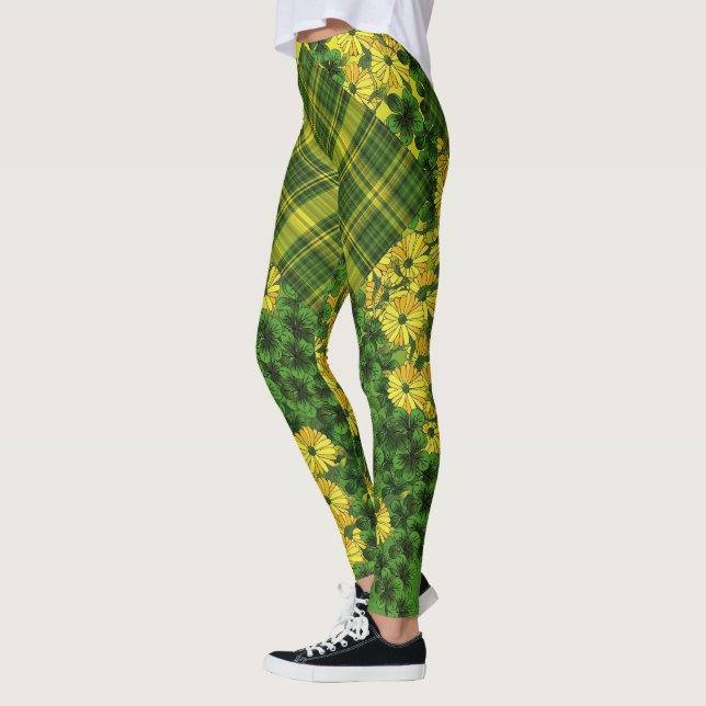 Legging Xadrez e Patches Florais (Esquerda)