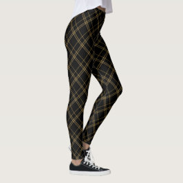 Legging Xadrez Elegante Dourada e Preta