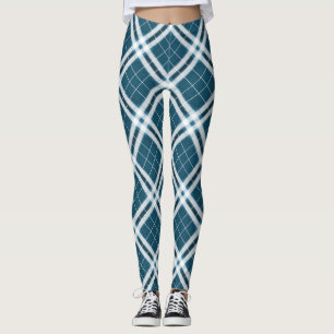 Legging Xadrez em Meias azul e branco