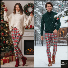 Legging Xadrez Escocês Grosso Verde Vermelho Natal