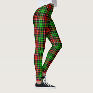 Legging Xadrez Escocês Preto Vermelho Verde Design 