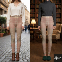 Legging Xadrez Escocês Tartã Rosa Poeira de Sage