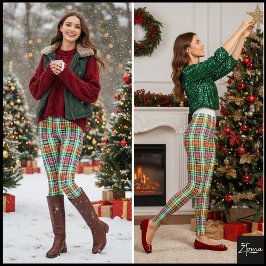 Legging Xadrez Escocês Vibrante Multicor Denso