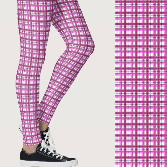 Legging Xadrez geométrico cor-de-rosa elegante e estampado (Criador carregado)