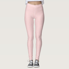 Legging Xadrez Gingham Rosa Branco