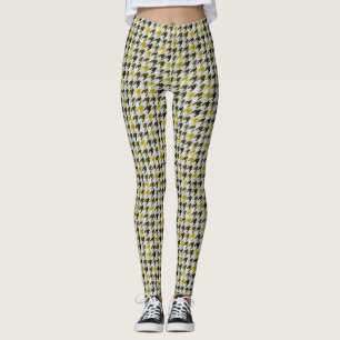 Legging Xadrez Glen. Preto e mostarda.
