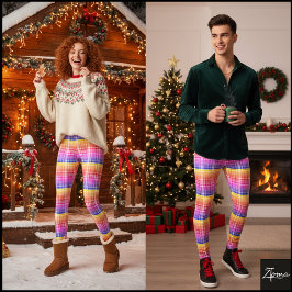 Legging Xadrez Gradiente Vibrante Faixas de Cor Horizontai