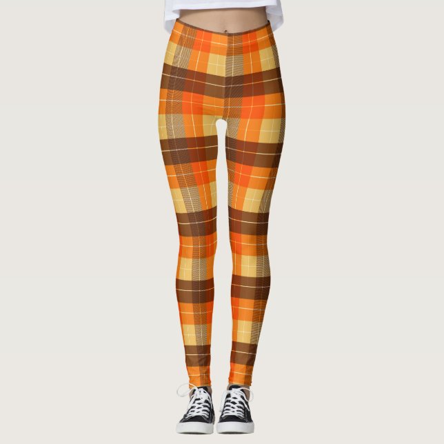 Legging Xadrez Inspirado no Outono  (Frente)