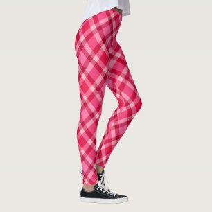 Legging Xadrez moderna do século médio - Rosa e Vinho