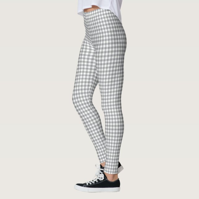 Legging Xadrez Moderno Cinza Búfalo Chic (Esquerda)