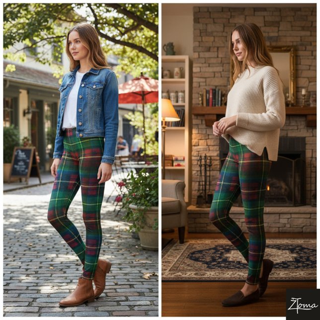Legging Xadrez Natalino Verde Vermelho Clássico (Criador carregado)