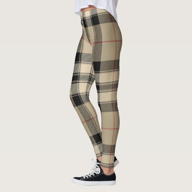 Legging Xadrez Negra E Beige Projetista (Esquerda)