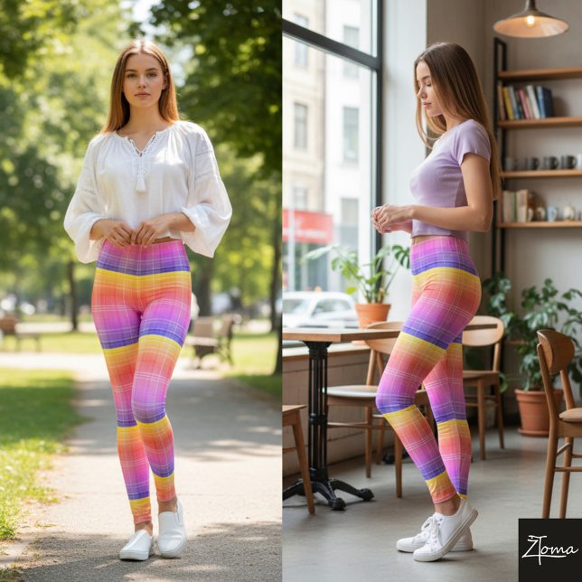 Legging Xadrez Neon Gradiente Arco-Íris Listrado (Criador carregado)