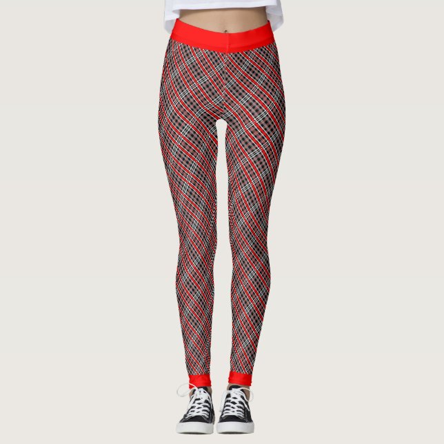 Legging Xadrez PLAID Vermelho e Preto Não Convencional (Frente)