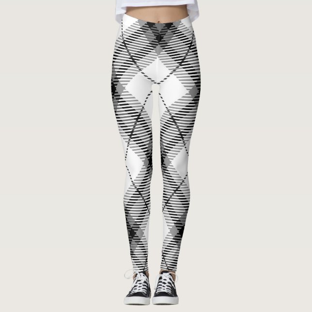Legging Xadrez Preta e Branca (Frente)