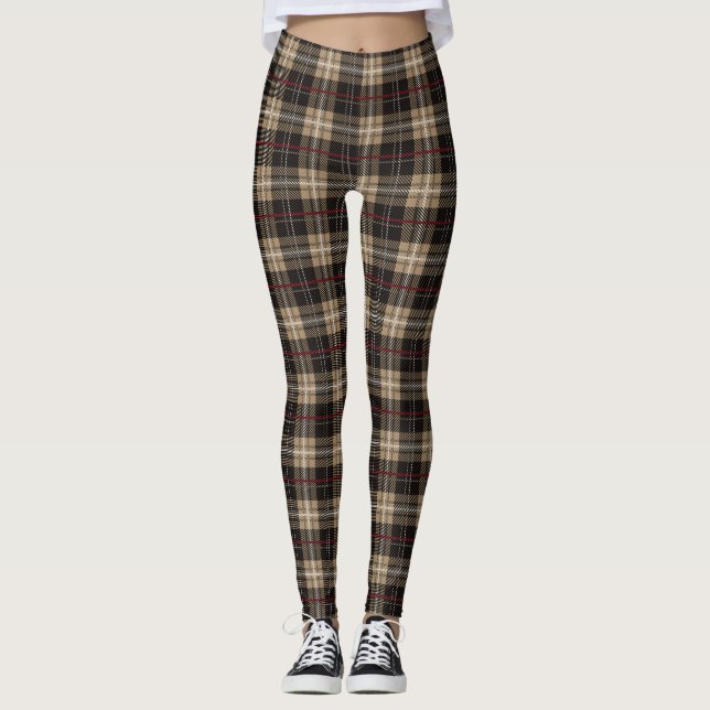 Legging Xadrez Preta e Vermelha (Frente)