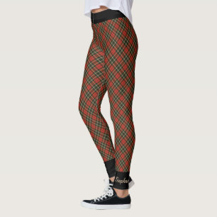 Legging Xadrez preta vermelha personalizada de Tan com