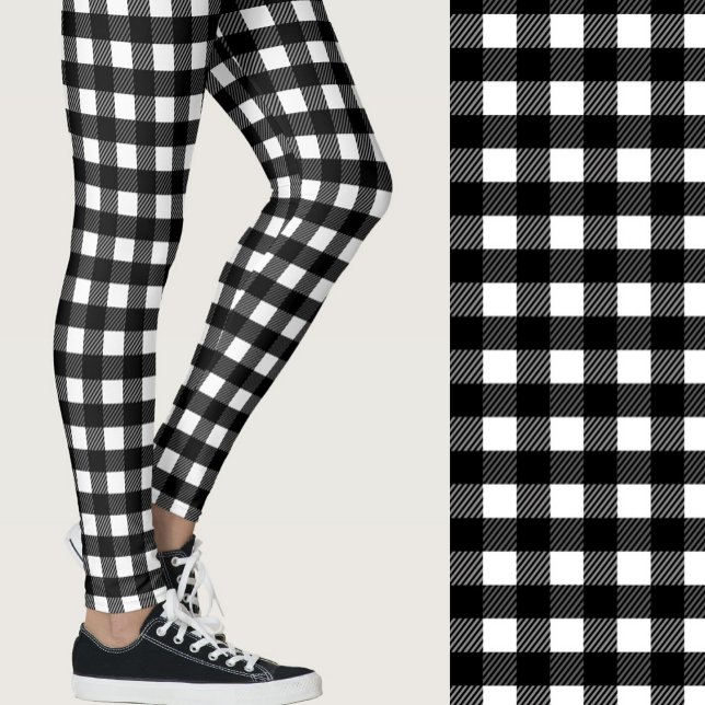 Legging Xadrez preto e branco clássico de búfalo (Criador carregado)