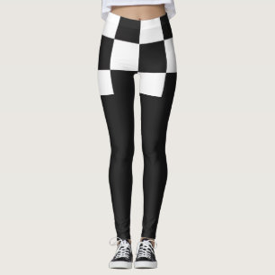 Legging Xadrez Preto e Branco Moderno Monocromático
