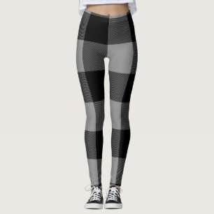Legging Xadrez Quadrados Cinza e Preto Buffalo Check