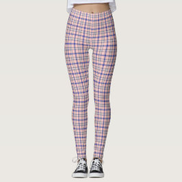 Legging Xadrez Rosa Azul Padrão Clássico Retro