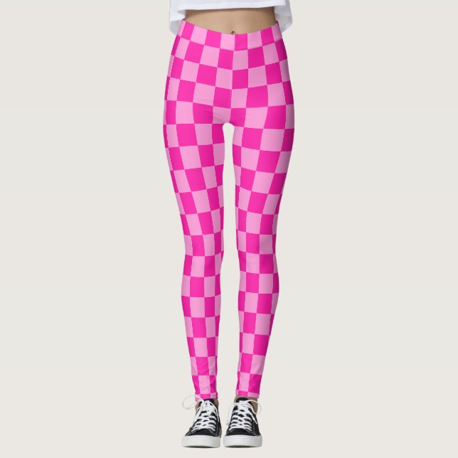 Legging Xadrez Rosa Chamativo (Frente)