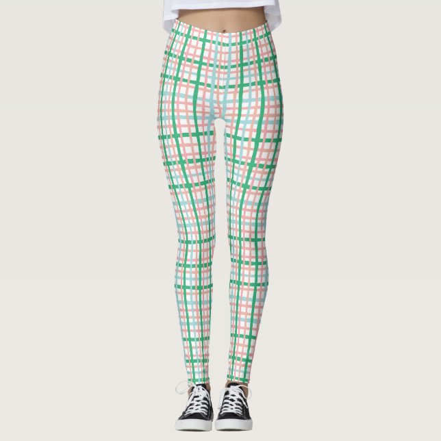 Legging Xadrez rosa e verde (Frente)