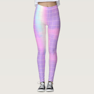 Legging Xadrez Roxo Aestésico Céu Arco-Íris