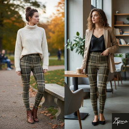 Legging Xadrez Sepia Vintage Tartan Taupe