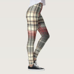 Legging Xadrez Tartan cinza vermelha padrão branca<br><div class="desc">Leggings de padrão tartano branco de cinza vermelha legante.</div>