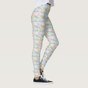 Legging Xadrez/Tartan Pastel Preppy Madras Patchwork Estil