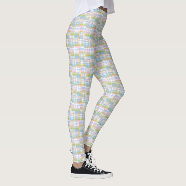 Legging Xadrez/Tartan Pastel Preppy Madras Patchwork Estil (Direita)