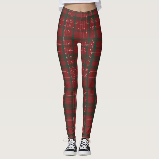 Legging Xadrez Tártan Vermelho e Verde Clássico (Frente)
